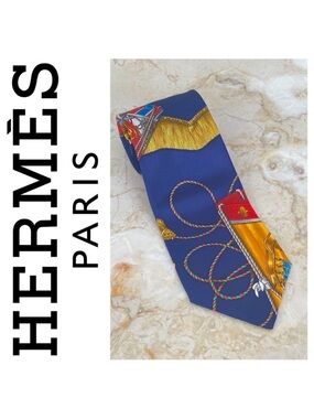 Vintage Hermes “Scarf” Tie 100% Silk Rare